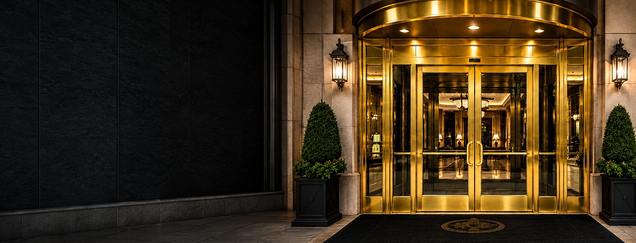 Brushed brass architectural door finishing